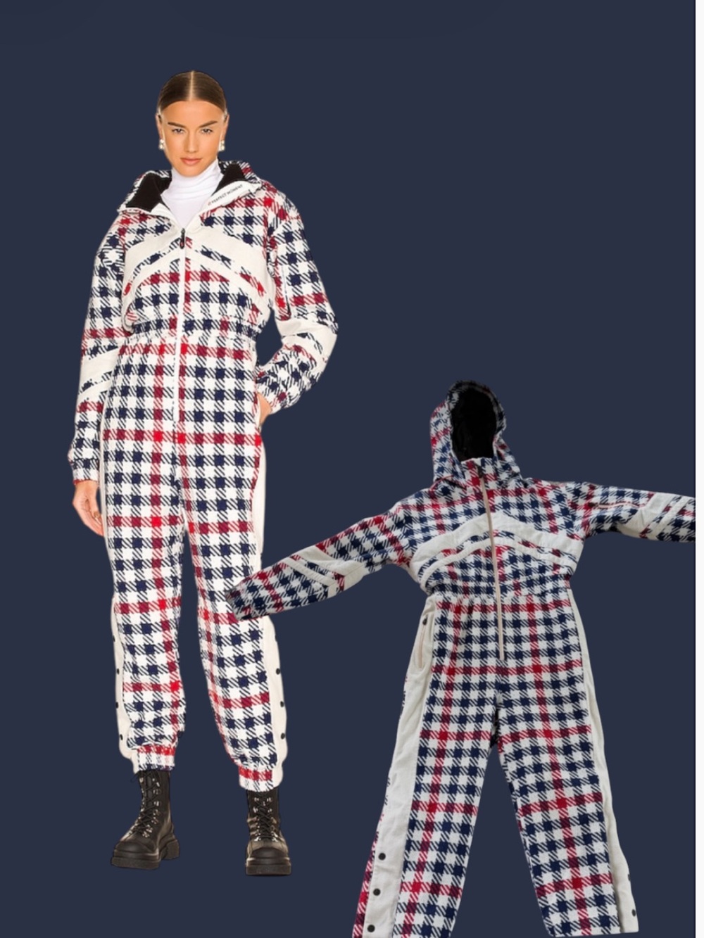 Stoked Star Hooded Patterned Ski Jumpsuit